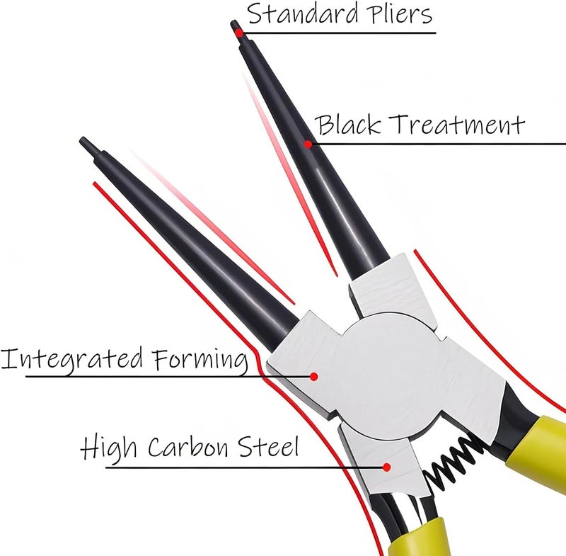 BJDSI Straight Internal Snap Ring Pliers 9 inch,Internal Spring,Anti-Rust,Head Size:0.08". - Image 4